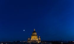 June 28, 2015: Moon Over St. Isaacs in Petersburg