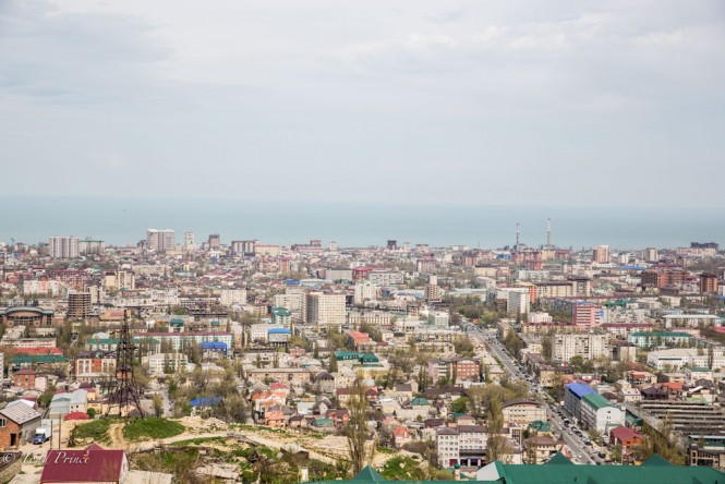 A view of Makhachkala from the hills.