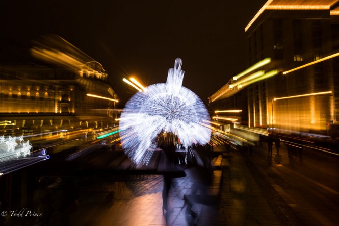 A sense of movement created by moving the lens while taking the long-exposure photo.
