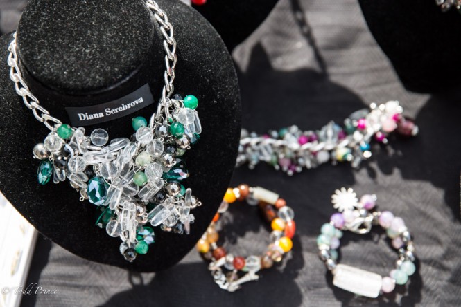 Home-made jewelry was being offered by a young, Muscovite woman. 