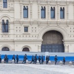 Police moving into place ahead of rally to honor Nemtsov.