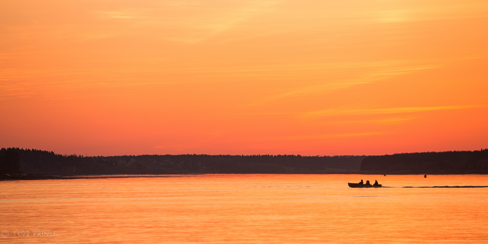 Crossing the Volga River at Sunset