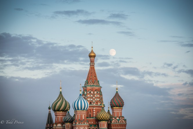 A full moon over St. Basil's on Red Square. 