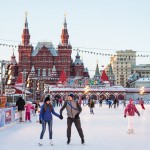 Russians skate in -16c on Red Square before the New Year.